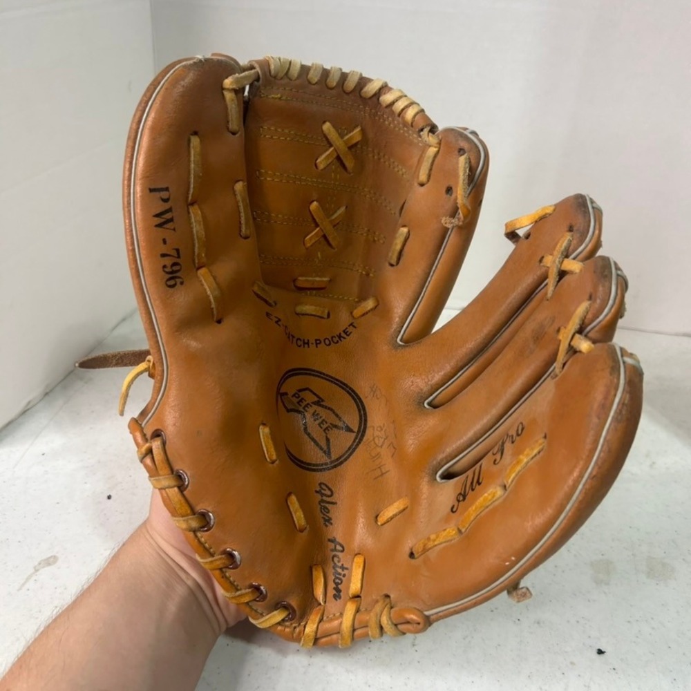 All Pro Pee Wee Baseball Glove PW-796 Tan Leather Youth RHT EZ-Catch Pocket